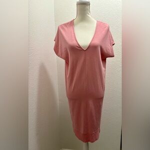 Lilla P Rose Pink V Neck Cotton Blend Shift Dress